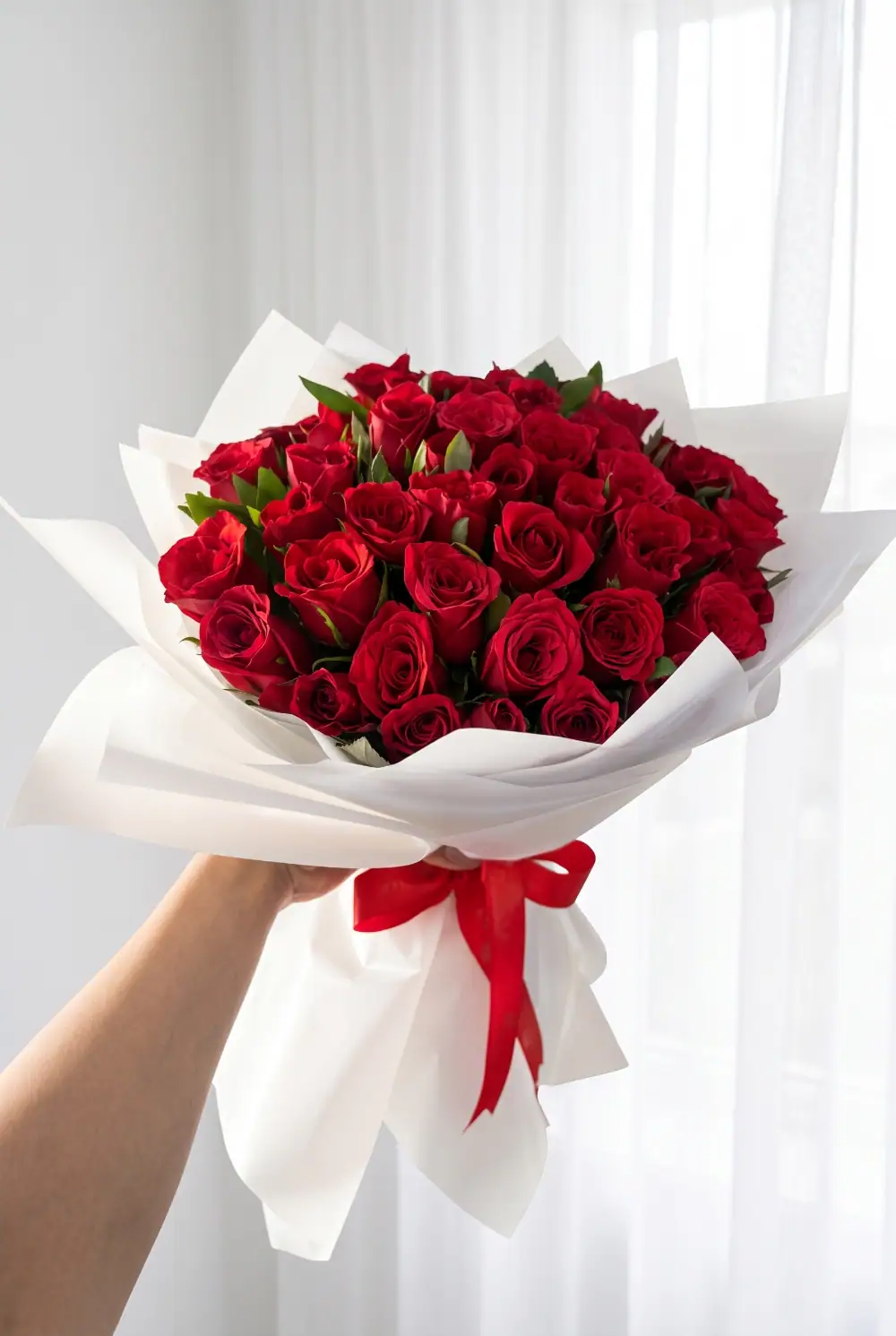 10052_1 دسته گل رز قرمز 20 شاخه کد 10052 - تصویر 1